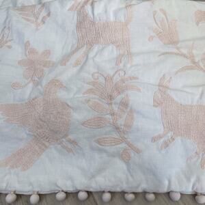 Restoration Hardware Botanica Embroidered Toddler Quilt Crib Pom Pom Petal Pink